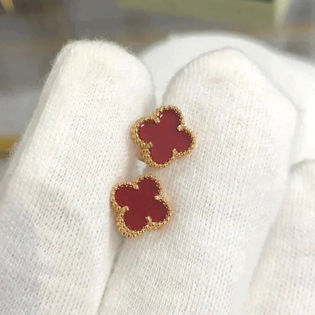 [⭐Hevara Jewelry]CLOVER MINI 9.5MM CARNELIAN EARRINGS
