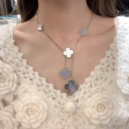 [⭐Hevara Jewelry]CLOVER MOP CHALCEDONY NECKLACE SILVER 6 MOTIF