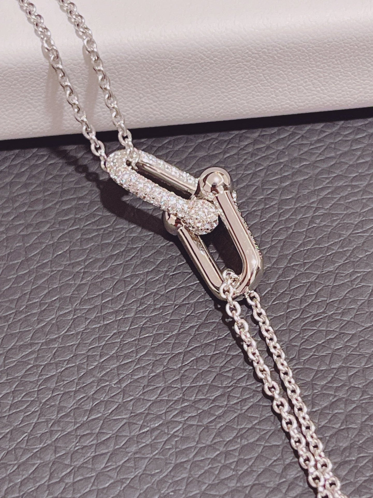 [Hevara Jewelry]HARDWEAR DOUBLE LINK PEDANT SILVER DIAMOND NECKLACE