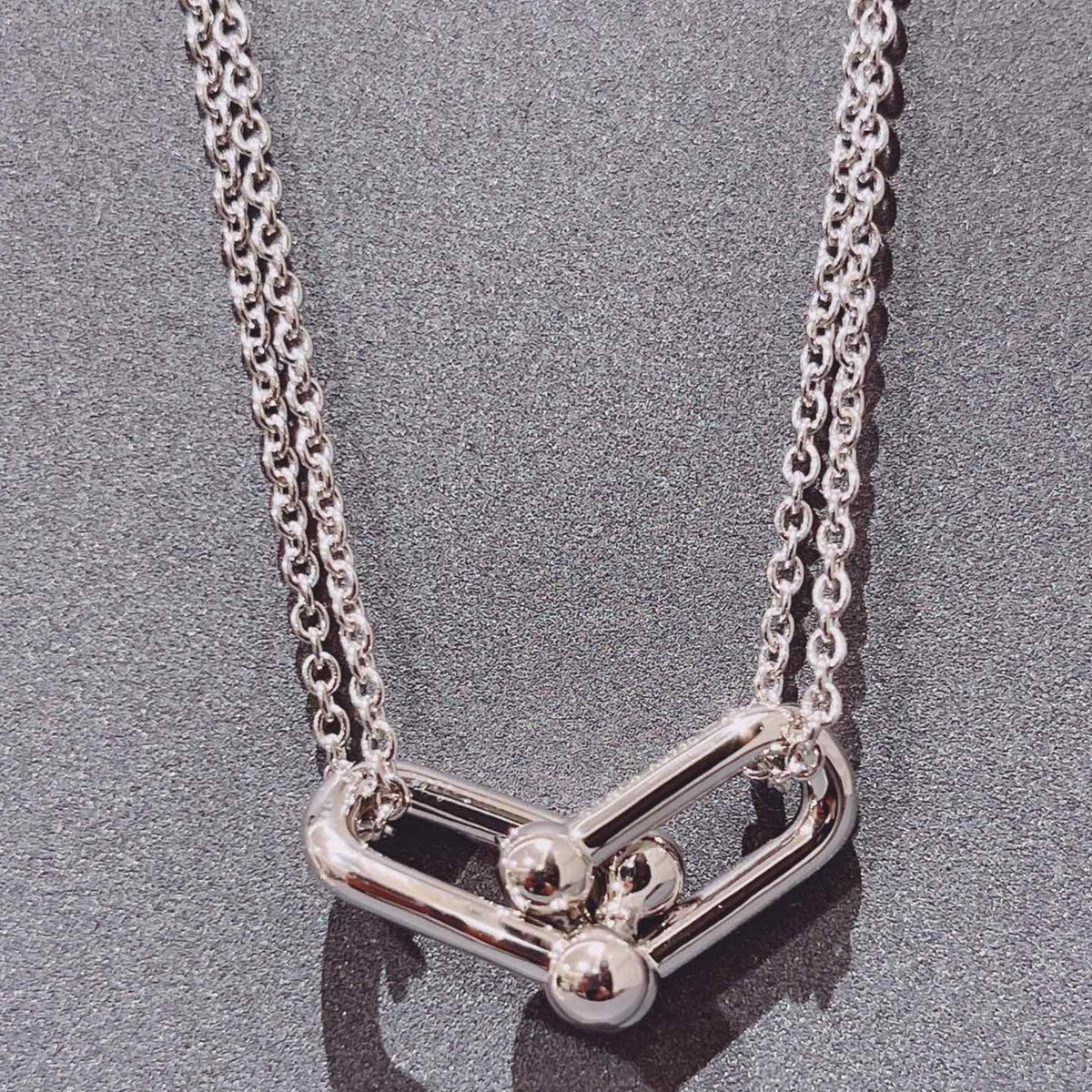 [Hevara Jewelry]HARDWEAR DOUBLE LINK PEDANT SILVER NECKLACE