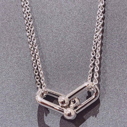 [Hevara Jewelry]HARDWEAR DOUBLE LINK PEDANT SILVER NECKLACE