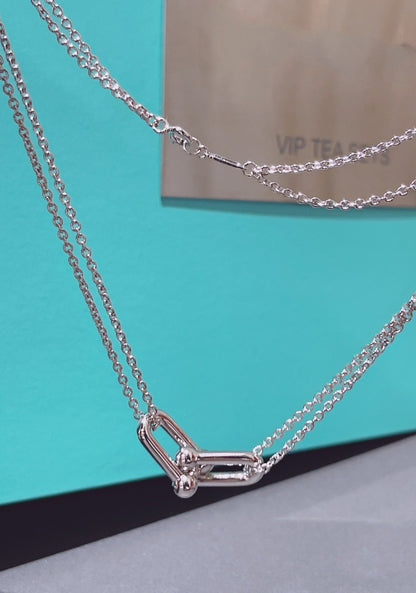 [Hevara Jewelry]HARDWEAR DOUBLE LINK PEDANT SILVER NECKLACE