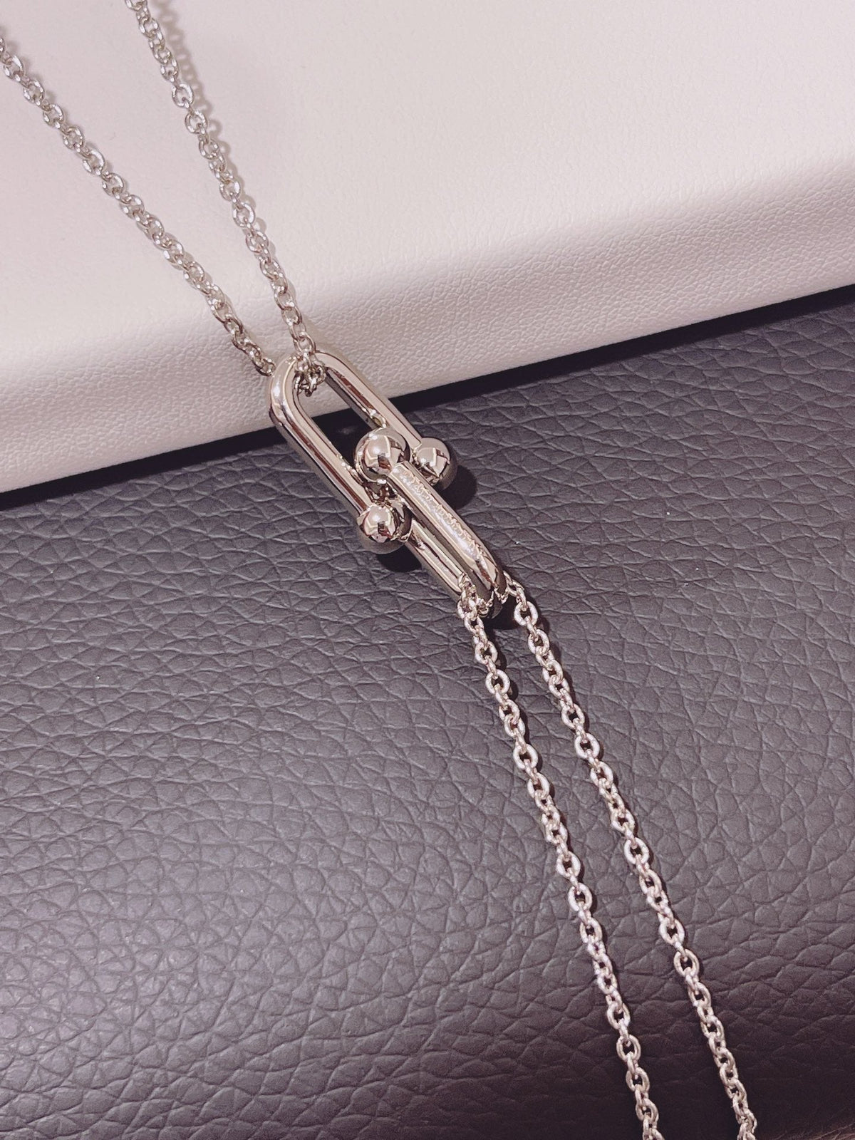 [Hevara Jewelry]HARDWEAR DOUBLE LINK PEDANT SILVER NECKLACE