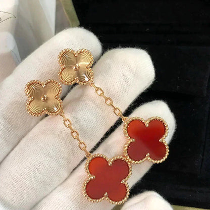 [⭐Hevara Jewelry]CLOVER 2 MOTIF  LASER CARNELIAN EARRINGS