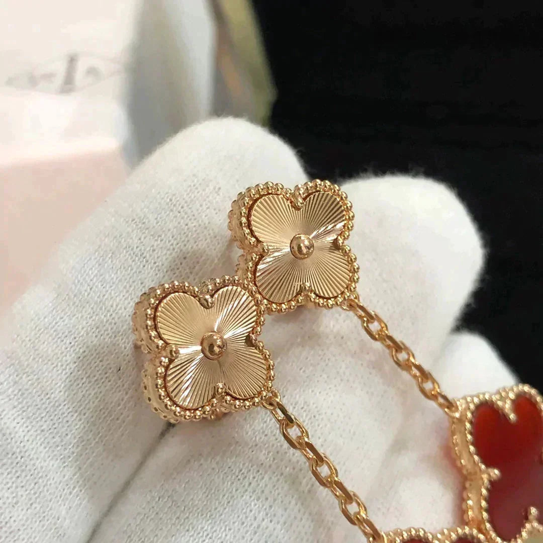 [⭐Hevara Jewelry]CLOVER 2 MOTIF  LASER CARNELIAN EARRINGS