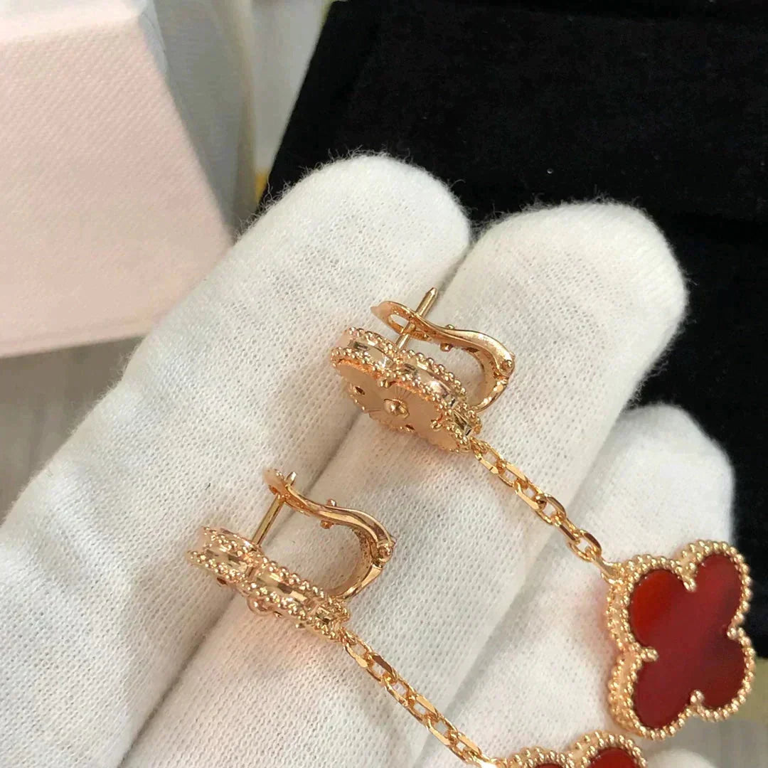 [⭐Hevara Jewelry]CLOVER 2 MOTIF  LASER CARNELIAN EARRINGS