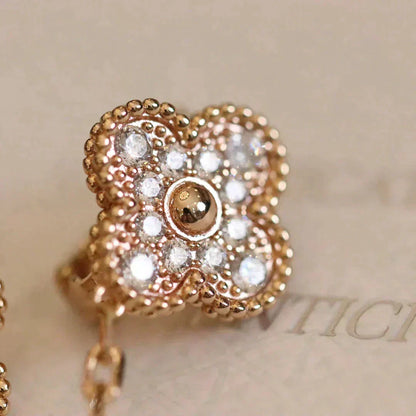 [⭐Hevara Jewelry]CLOVER MEDIUM 1 MOTIFS FUll DIAMOND EARRINGS