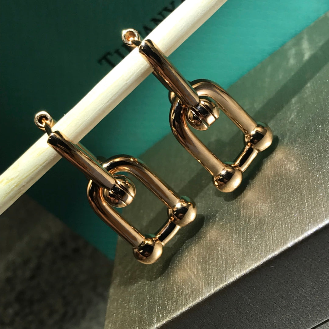 [Hevara Jewelry]HARDWARE DROP EARRINGS DOUBLE LINK