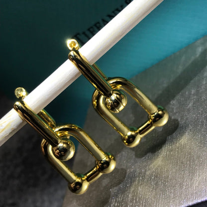 [Hevara Jewelry]HARDWARE DROP EARRINGS DOUBLE LINK