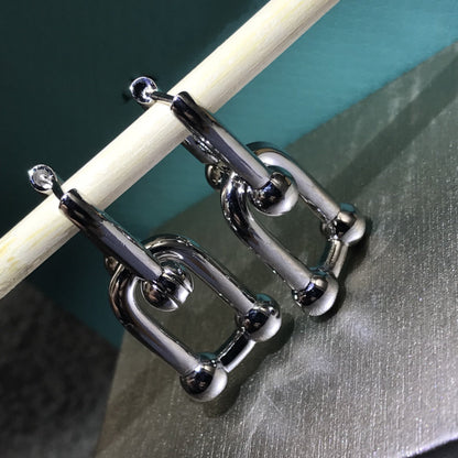 [Hevara Jewelry]HARDWARE DROP EARRINGS DOUBLE LINK