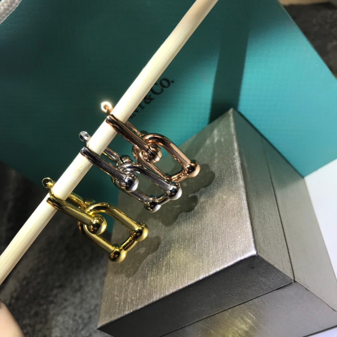 [Hevara Jewelry]HARDWARE DROP EARRINGS DOUBLE LINK