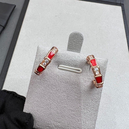 [⭐Hevara Jewelry]SERPENTI CARNELIAN PINK GOLD EARRINGS