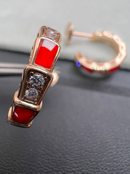 [⭐Hevara Jewelry]SERPENTI CARNELIAN PINK GOLD EARRINGS