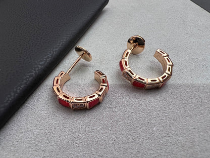 [⭐Hevara Jewelry]SERPENTI CARNELIAN PINK GOLD EARRINGS