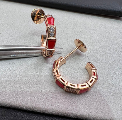 [⭐Hevara Jewelry]SERPENTI CARNELIAN PINK GOLD EARRINGS