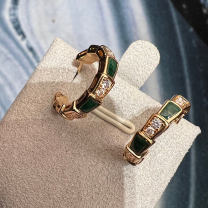 [⭐Hevara Jewelry]SERPENTI MALACHITE PINK GOLD EARRINGS