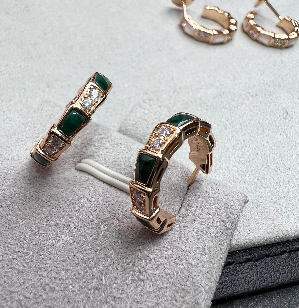 [⭐Hevara Jewelry]SERPENTI MALACHITE PINK GOLD EARRINGS