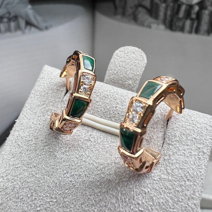 [⭐Hevara Jewelry]SERPENTI MALACHITE PINK GOLD EARRINGS