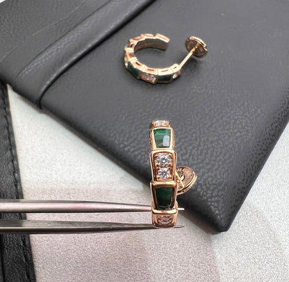 [⭐Hevara Jewelry]SERPENTI MALACHITE PINK GOLD EARRINGS
