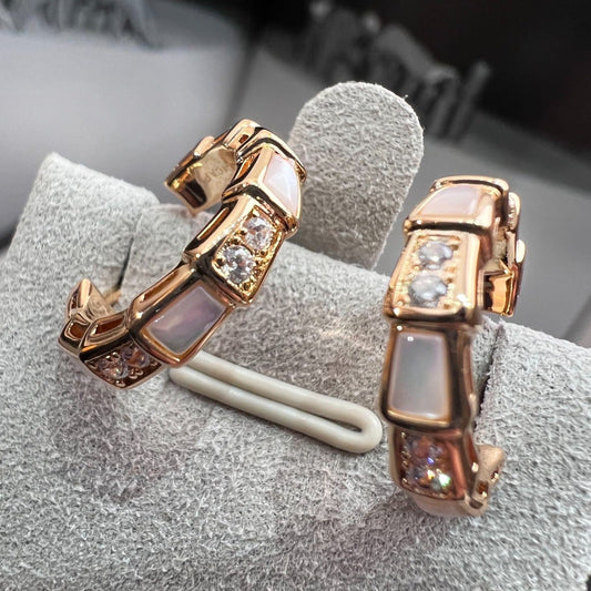 [⭐Hevara Jewelry]SERPENTI MOP PINK GOLD EARRINGS