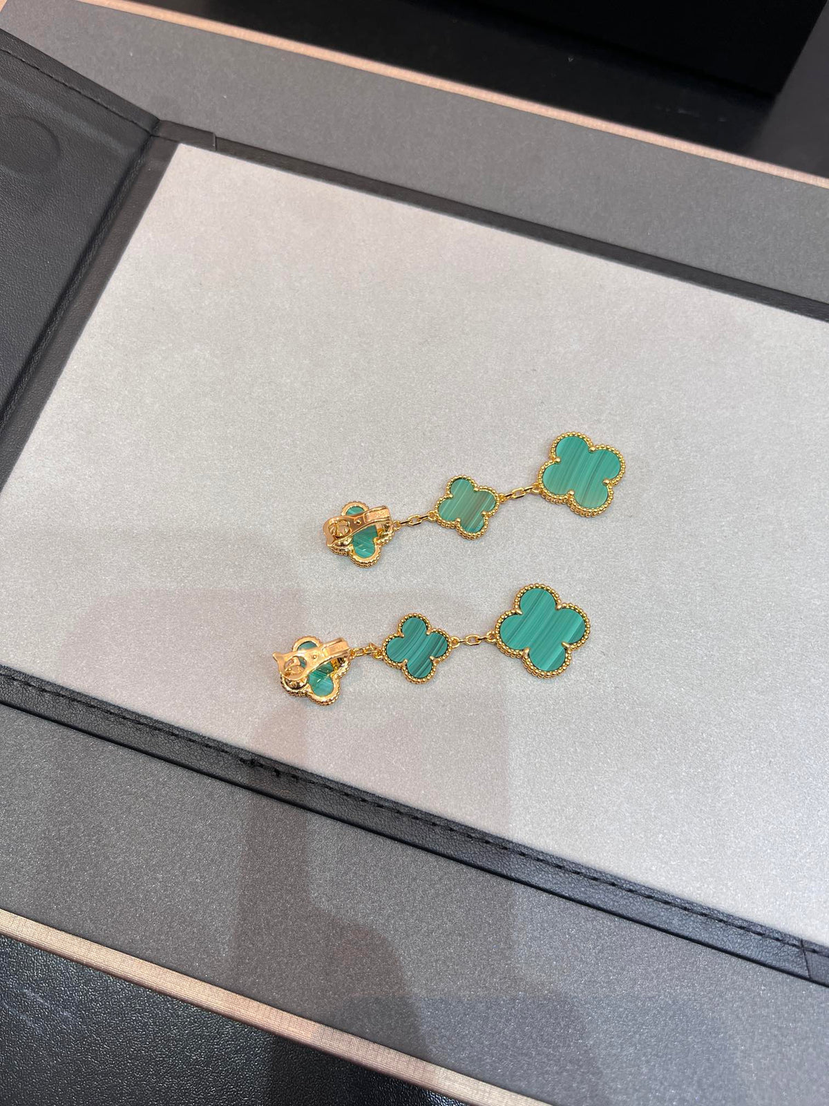 [⭐Hevara Jewelry]CLOVER MALACHITE 3 MOTIFS GOLD