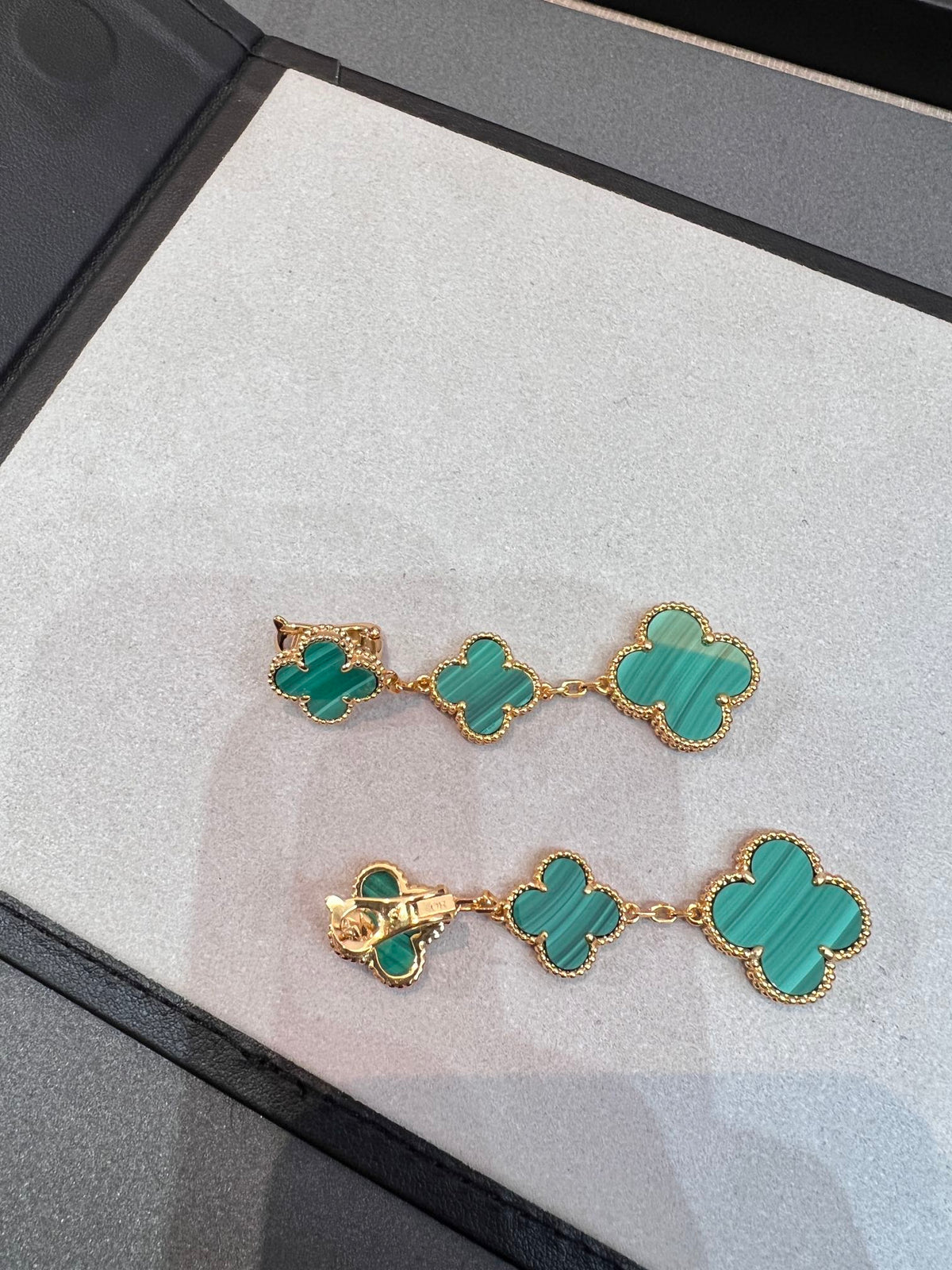 [⭐Hevara Jewelry]CLOVER MALACHITE 3 MOTIFS GOLD