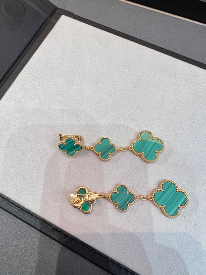 [⭐Hevara Jewelry]CLOVER MALACHITE 3 MOTIFS GOLD