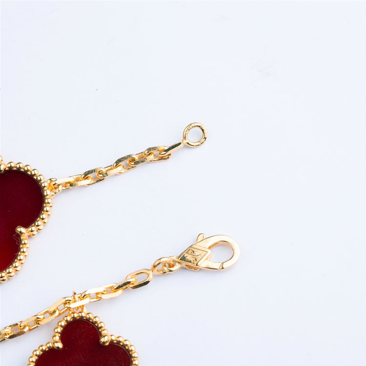 [⭐Hevara Jewelry]CLOVER BRACELET 5 MOTIFS CARNELIAN TIGER EYE