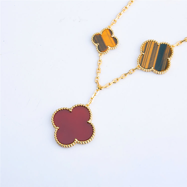 [⭐Hevara Jewelry]CLOVER BRACELET 5 MOTIFS CARNELIAN TIGER EYE