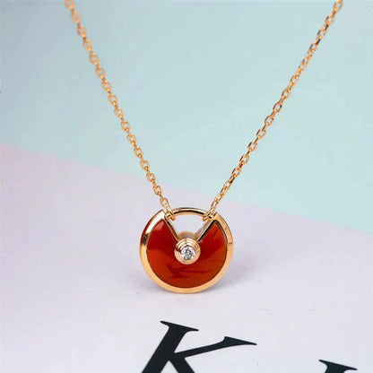 [⭐Hevara Jewelry]AMULETTE GOLD CARNELIAN ONYX NECKLACE