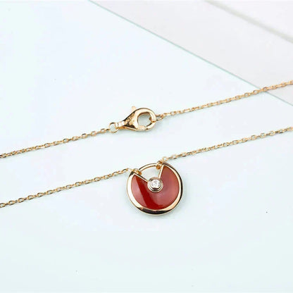 [⭐Hevara Jewelry]AMULETTE GOLD CARNELIAN ONYX NECKLACE