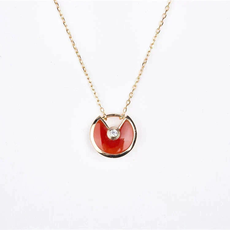 [⭐Hevara Jewelry]AMULETTE GOLD CARNELIAN ONYX NECKLACE