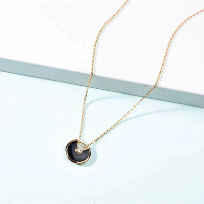 [⭐Hevara Jewelry]AMULETTE GOLD CARNELIAN ONYX NECKLACE