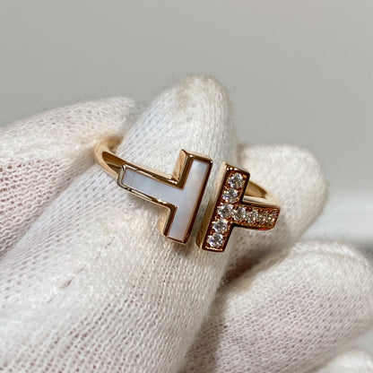 [Hevara Jewelry]T WIRE MOP DIAMOND RING PINK GOLD