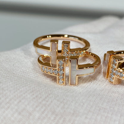 [Hevara Jewelry]T WIRE MOP DIAMOND RING PINK GOLD