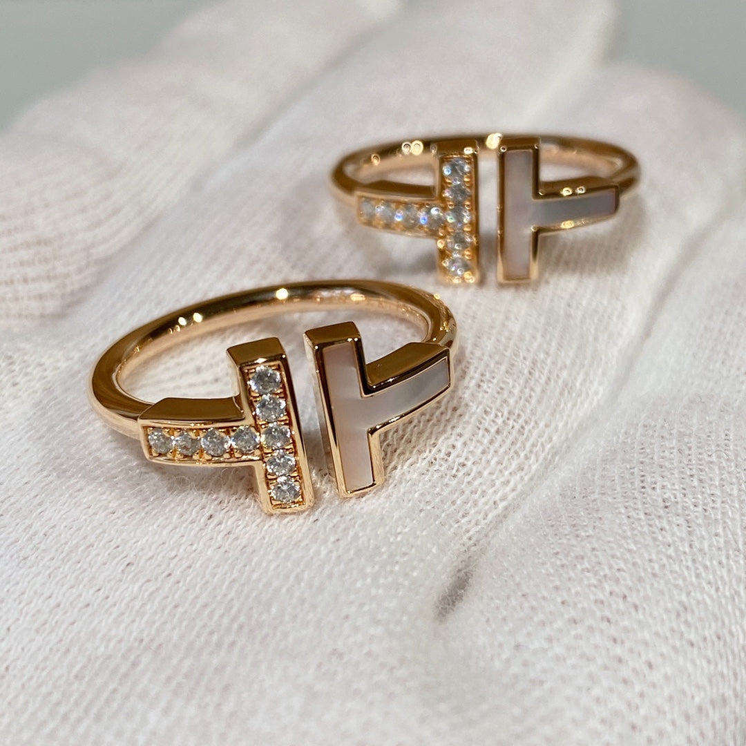[Hevara Jewelry]T WIRE MOP DIAMOND RING PINK GOLD