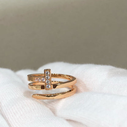 [Hevara Jewelry]T WIRE DOUBLE ROWS RING PINK GOLD