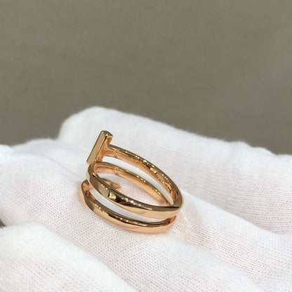 [Hevara Jewelry]T WIRE DOUBLE ROWS RING PINK GOLD