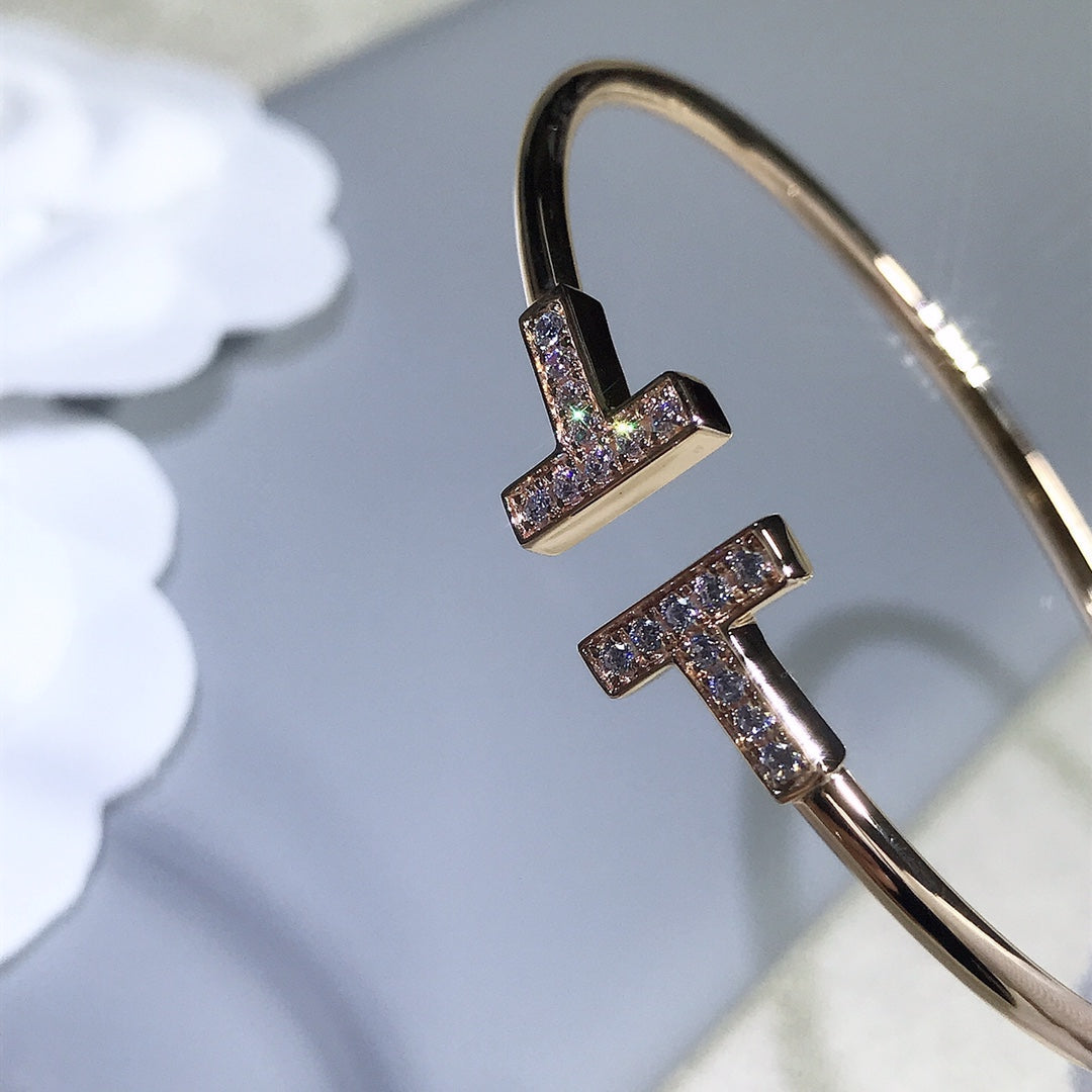 [Hevara Jewelry]T BRACELET PINK GOLD 1.8MM DIAMOND