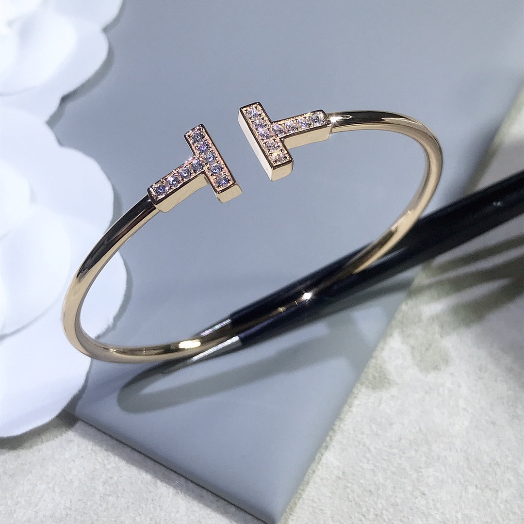 [Hevara Jewelry]T BRACELET PINK GOLD 1.8MM DIAMOND
