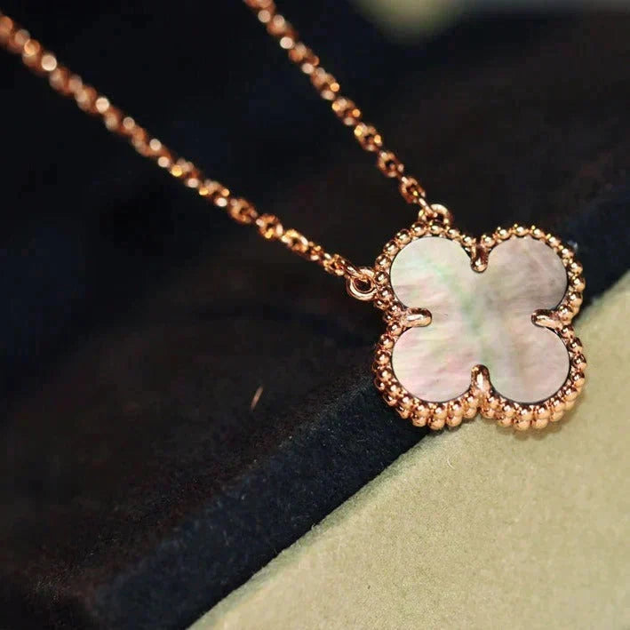 [⭐Hevara Jewelry]CLOVER 15MM  GRAY MOTHER OF PEARL NECKLACE