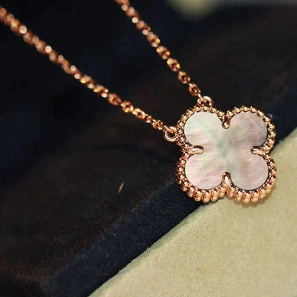 [⭐Hevara Jewelry]CLOVER 15MM  GRAY MOTHER OF PEARL NECKLACE