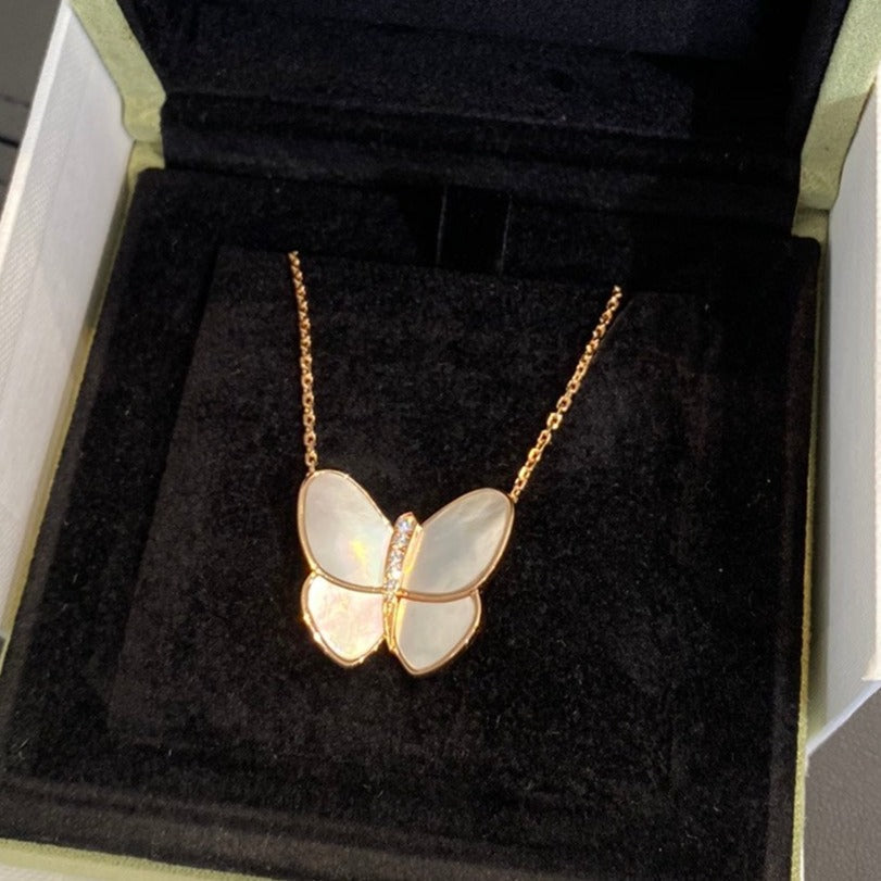 [⭐Hevara Jewelry]BUTTERFLY GOLD MOP DIAMOND NECKLACE