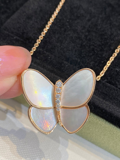 [⭐Hevara Jewelry]BUTTERFLY GOLD MOP DIAMOND NECKLACE
