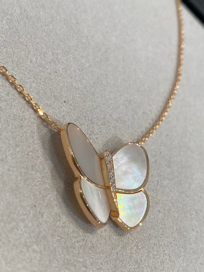 [⭐Hevara Jewelry]BUTTERFLY GOLD MOP DIAMOND NECKLACE