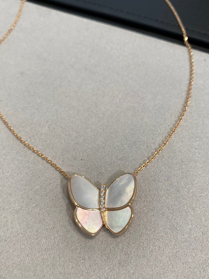 [⭐Hevara Jewelry]BUTTERFLY GOLD MOP DIAMOND NECKLACE