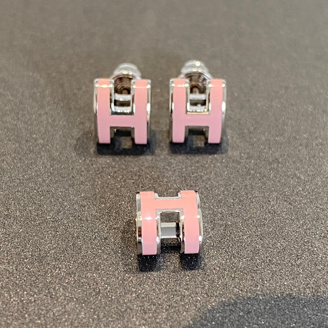 [⭐Hevara Jewelry]MINI POP H SILVER EARRINGS PINK