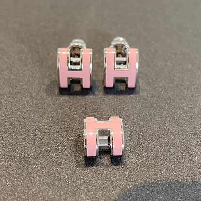 [⭐Hevara Jewelry]MINI POP H SILVER EARRINGS PINK