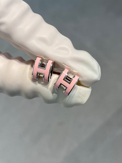 [⭐Hevara Jewelry]MINI POP H SILVER EARRINGS PINK