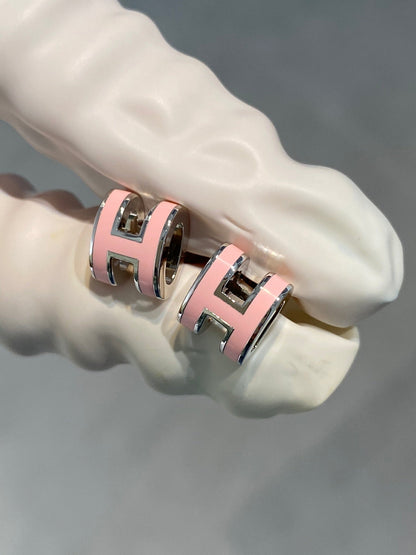 [⭐Hevara Jewelry]MINI POP H SILVER EARRINGS PINK